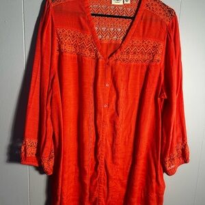 Vibrant Orange Button-Up Blouse size 18/20